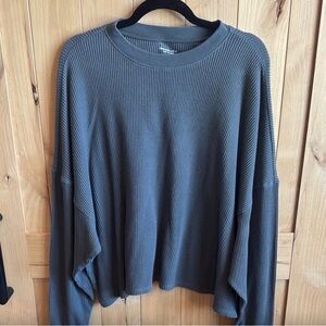 Long Sleeve Crewneck waffle Top, L/XL
